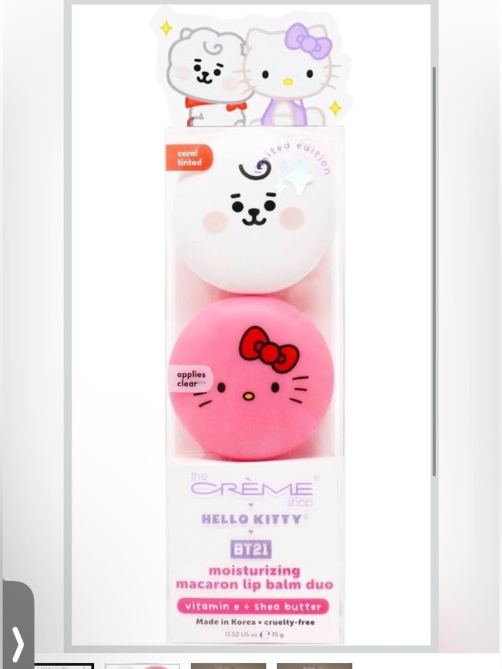 The Crème Shop x Hello Kitty x BT21 Moisturizing Macaron Lip Balm Duo-
L Ltd Ed - Picture 3 of 4